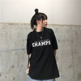 Áo thun nữ tay lỡ phông form rộng dáng Unisex Yinxx - Mẫu chữ CHAMPS Trắng