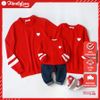 Áo Sweater Gia Đình Familylove - Áo Sweater Đỏ Sọc Tay Logo Trái tim Đẹp Chất Liệu Nỉ Da Cá Cao Cấp
