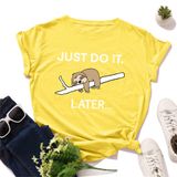Áo thun phông nam nữ form rộng Familylove - Mẫu áo Unisex nam nữ Chú Lười JUST DO IT LATER..