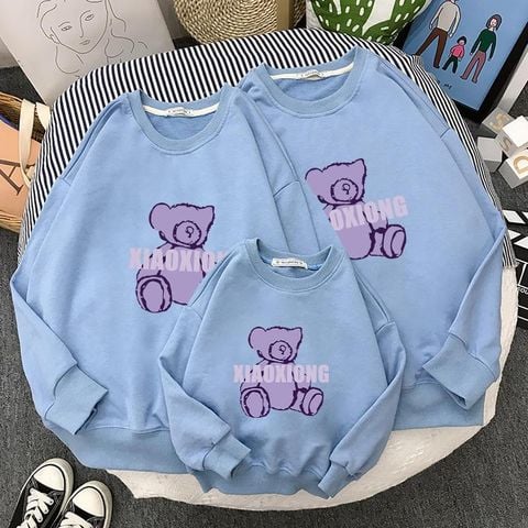 Áo sweater gia đình Familylove - Áo Sweater họa tiết gấu XIAO XIONG chất liệu nỉ da cá cao cấp