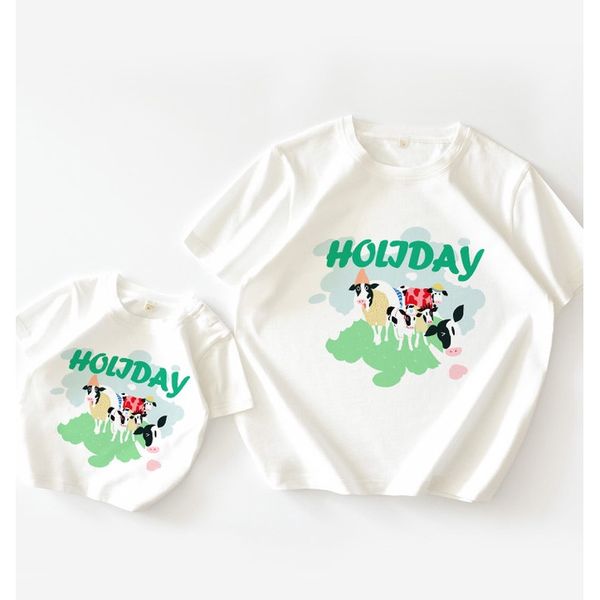 Áo thun bé trai bé gái Familylove - Áo phông trẻ em chú gấu Bò Sữa Holiday dễ thương chất liệu cotton 100% cao cấp