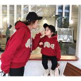 Áo Gia Đình Thu Đông Familylove - Áo Hoodie Gia Đình Mẹ Bé Họa Tiết Chú Gấu Dễ Thương Chất Nỉ Da Cá Cotton 100%