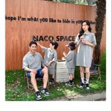 Áo gia đình cổ trụ Familylove -  áo đầm polo có cổ phối dây kéo Logo Our đơn giản chất nỉ da cá cotton loại 1