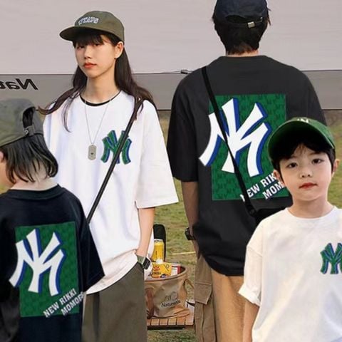 Áo gia đình Familylove - Set Đồ Gia đình NY chữ NEW RIKKI MOMOES chất Cotton 100% co giãn 4 chiều cao cấp