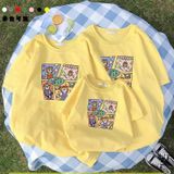 Áo gia đình Familylove - đồ gia đình họa tiết gấu hoạt hình Milk đáng yêu chất liệu cotton 100%