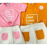 Set quần áo cho bé gái Made Love for My Mama  Size từ 9-55kg. Chuẩn shop - Logo thương hiệu Thun cotton 100% cao cấp