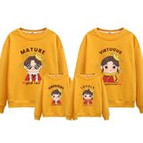 Áo Sweater Gia Đình Familylove - Mẫu Áo Sweater Gia Đình Chibi Mature,virtuous,bdient,lovely Chất Nỉ Da Cá Cotton 100%