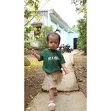 Áo gia đình Familylove - đồ gia đình phom rộng Mimi xanh rêu chất liệu 100% cotton bốn chiều form rộng