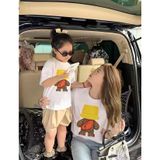 Bộ quần áo gia đình Familylove - set bộ quần áo gia đình họa tiết gấu đội mũ đáng yêu chất liệu cotton 100% co giãn