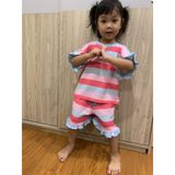 Bộ quần áo trẻ em bé gái Sọc sắc màu siêu dễ thương - Chất đũi cực mát Size từ 9-25kg.