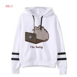 Áo sweater nỉ nữ Familylove – Áo Item chú mèo Da Cá Cotton 100% Cao Cấp 6 mẫu dễ thương - Phối 2 sọc đen Tay