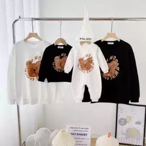 Áo sweater gia đình Familylove - Áo Sweater ấm áp họa tiết gấu xinh xắn chất liệu nỉ da cá cao cấp