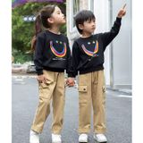 Áo Sweater Gia Đình Familylove - Mẫu Áo Sweater Gia Đình Họa Tiết Mặt Cười Polizie Chất Nỉ Da Cá Cotton 100%