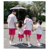 Bộ quần áo gia đình Familylove - set bộ quần áo gia đình in chữ CHIDHOOD IS FEARLESS chất liệu cotton 100% co giãn