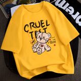 Áo thun nữ tay lỡ form rộng kiẻu Unisex Familylove - Mẫu chú Gấu CRUEL Cotton 100% 6 màu cực đẹp