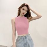 Áo Croptop thun nữ form ba lỗ ôm người body  Cotton 100% - Thương hiệu HappyFamily chính hãng  Họa tiết trơn 5 MÀU