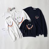 Áo Sweater Gia Đình Familylove - Mẫu Áo Sweater Gia Đình Họa Tiết Mặt Cười Polizie Chất Nỉ Da Cá Cotton 100%