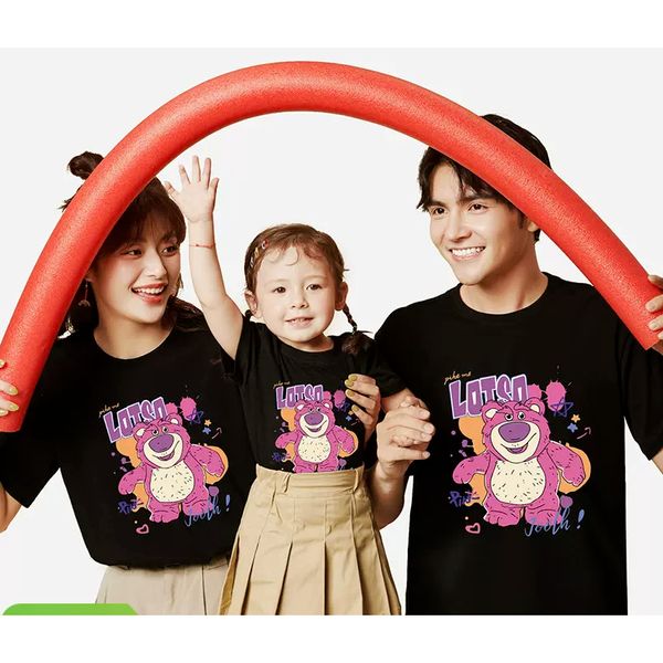 Áo gia đình Familylove - đồ gia đình họa tiết gấu dâu LOTSO đáng yêu chất liệu cotton 100% cao cấp