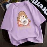 Áo thun nữ tay lỡ form rộng dáng Unisex - Mẫu Cô gái mlem Cotton 100% 6 màu nổi đẹp
