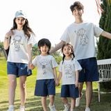Đồ gia đình Familylove - Áo gia đình 3, 4 người hoạt tiết chibi Dad Mom Boy Girl dễ thương, cotton 100 co giãn 4 chiều