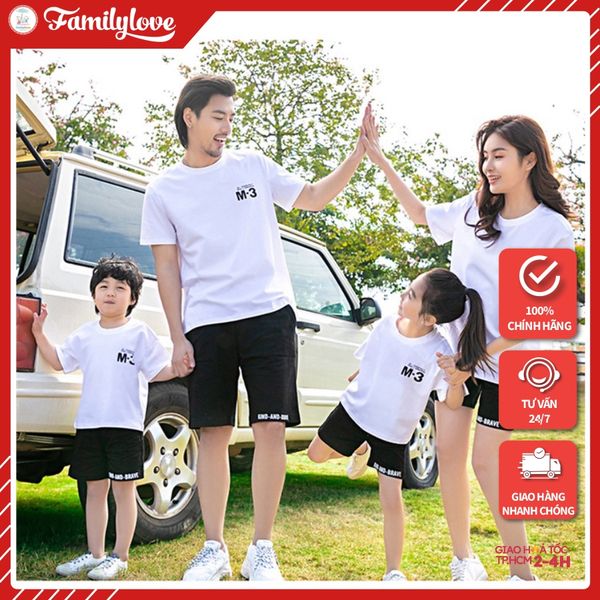 Áo Gia Đình Familylove - Mẫu Áo Đồng Phục Gia Đình In Logo Họa Tiết M-3 Chất Liệu Cotton 100% Co Giãn