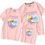 Áo Gia Đình Familylove - Mẫu Đồng Phục Gia Đình Họa Tiết Chú Báo Hồng Sunshine Happy Chất Liệu Cotton 100% Co Giãn