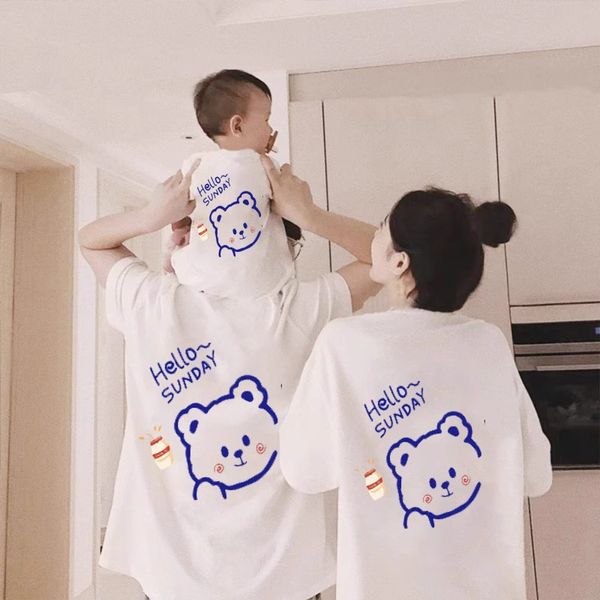 Áo gia đình Familylove - đồ gia đình họa tiết trái Gấu Hello Sunday đáng yêu chất liệu cotton 100%