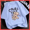 Áo thun nữ tay lỡ form rộng kiẻu Unisex Familylove - Mẫu chú Gấu CRUEL Cotton 100% 6 màu cực đẹp