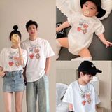 Áo gia đình Familylove - Set gia đình họa tiết 4 tim sắc màu cute chất liệu cotton 100% cao cấp