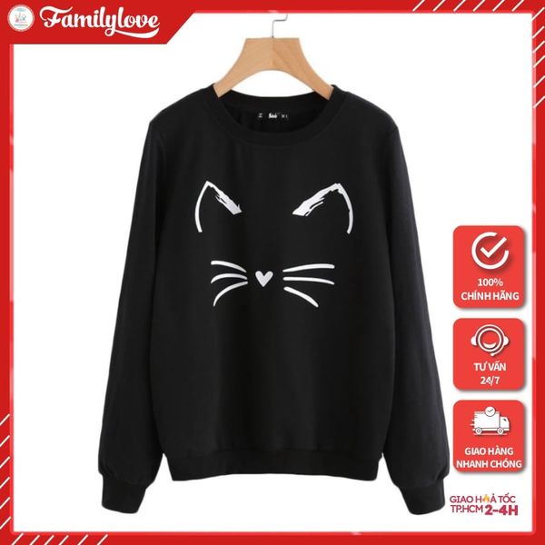 Áo thời trang nữ Sắc Thu đông hoạ tiết Mèo - Thời trang Familylove   Hàng chuẩn thương hiệu