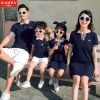 Áo gia đình cổ trụ Familylove - đồ gia đình cổ polo logo M màu xanh navy chất liệu cotton 100% 