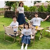 Áo gia đình Familylove - Set áo gia đình họa tiết chữ SMILE SMILE dễ thương chất liệu cotton 100% co giãn