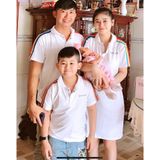 Áo Gia Đình Cổ Trụ Familylove - Đồng Phục Gia Đình Polo Có Cổ Good Luck phối sọc tay đẹp - Chất Liệu Nỉ Da Cá Cao Cấp