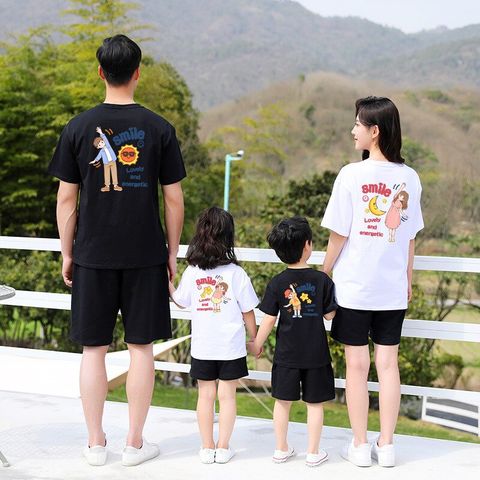 Áo gia đình Familylove - đồ gia đình họa tiết Family Chibi Smile đáng yêu chất liệu cotton 100% cao cấp