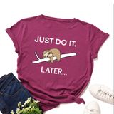 Áo thun phông nam nữ form rộng Familylove - Mẫu áo Unisex nam nữ Chú Lười JUST DO IT LATER..
