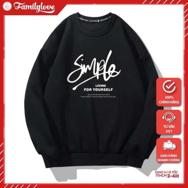 Áo Sweater Nam Form Rộng Happyfamily Cotto Nỉ Da Cá (KÈM HÌNH THẬT CHẤT ÁO CÓ LOGO THƯƠNG HIỆU)  Mẫu Simple