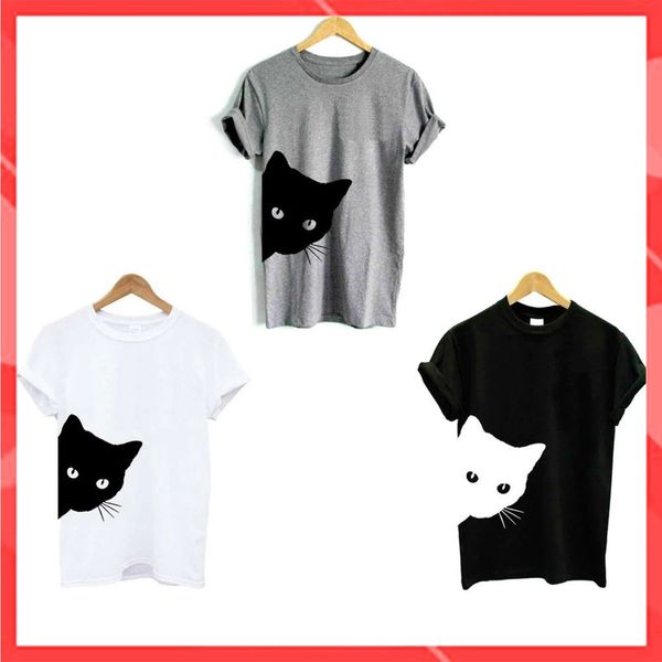 Áo thun phông nam nữ form rộng Familylove - Mẫu áo Unisex A Cat Peeking chất Cotton 100% cao cấp