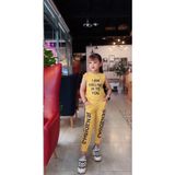 Bộ quần áo cho bé gái Cotton 100%  Size từ 9-55kg. Thương Hiệu HappyFamily  Áo 3 lỗ thun rút + Quần ài jogger  4 mà