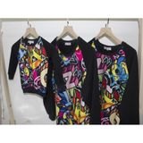 Áo Sweater Gia đình Familylove - Mẫu Áo Gia đình Sweater Dài Tay Sắc màu phối tay đen Chất Nỉ Da Cá Cotton 100%