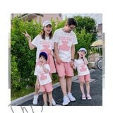 Bộ Quần Áo Gia Đình Familylove - Set Bộ Áo Quần Cho Gia Đình Gấu Bear Hồng Cuccu Dễ Thương Chất Liệu Cotton 100% Co Giãn