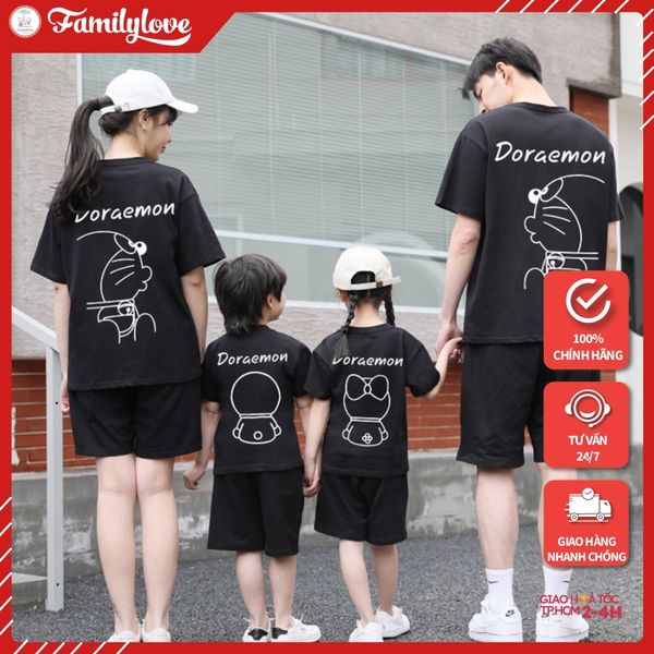 Áo Gia Đình Familylove - Mẫu Áo Đồng Phục Gia Đình Họa Tiết Doraemon,doraemi Đáng Yêu Chất Liệu Cotton 100% Co Giãn