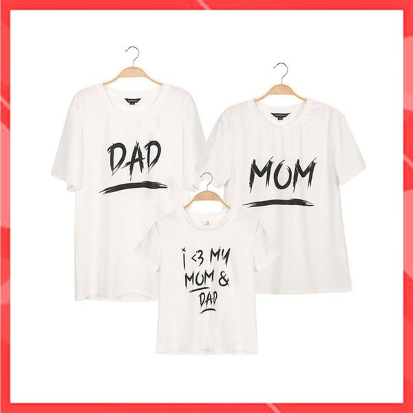 Áo gia đình Familylove - đồ gia đình I <3 MY MOM AND DAD cotton 4 chiều