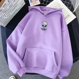 Áo Hoodie Nữ form rộng Cotton Nỉ da cá (Kèm hình thật chất áo có Logo Thương hiệu) Hình người ngoài hành tinh UFO