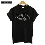 Áo thun phông nam nữ form rộng Familylove - Mẫu áo Unisex Mèo Lười Not Today  chất Cotton 100% cao cấp