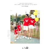 Áo gia đình Familylove - Mẫu Áo gia đình nét vẽ Trái tim rất đẹp màu Đỏ Cotton 100%