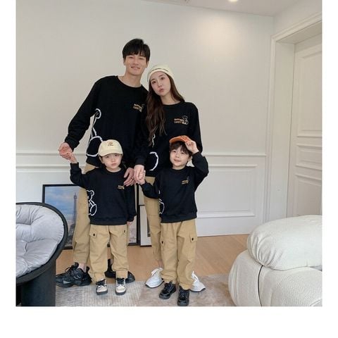 Áo Sweater Familylove - Mẫu Áo Gia đình Họa Tiết Gấu COULDN'T SLOW DOWN SO WE HAD TO CRASH IT  Chất Nỉ Da Cá Cotton 100%