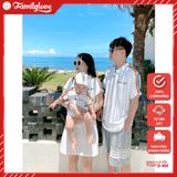 Áo Gia Đình Cổ Trụ Familylove - Đồng Phục Gia Đình Polo Có Cổ Good Luck phối sọc tay đẹp - Chất Liệu Nỉ Da Cá Cao Cấp