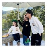 Áo Sweater Gia Đình Familylove - Mẫu Áo Gia Đình Sweater Dài Tay Chú Gấu Just Relax Chất Nỉ Da Cá Cotton 100%