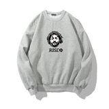 Áo hoodie nỉ cho nam form rộng Familylove – Set hình người chữ rose cool ngầu 3 màu trắng đen xám