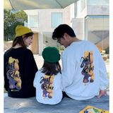 Áo Sweater Gia Đình Familylove - Mẫu Áo Gia Đình Sweater Dài Tay Chú Gấu Just Relax Chất Nỉ Da Cá Cotton 100%